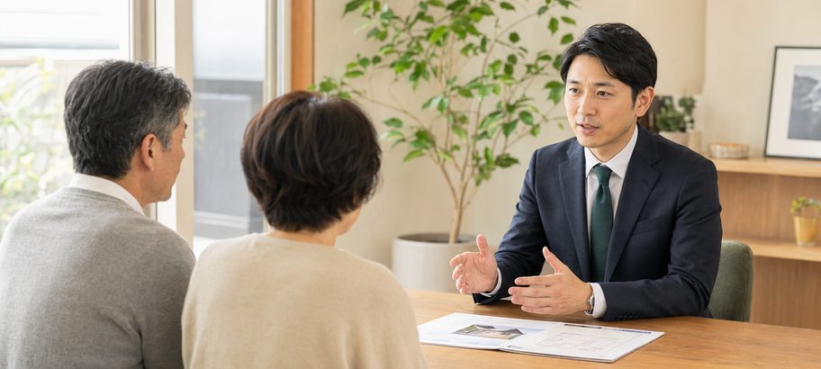 ご夫婦が担当者と仲介売却の相談をしている様子